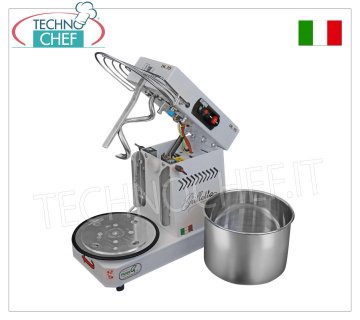 FAMAG - Grilletta, HIGH HYDRATION Spiral Mixer of 5 Kg, Liftable Head, 10 SPEED, mod.IM5S/230-10VEL HH HIGH HYDRATION spiral mixer of 5 Kg GRILLETTA, Professional with lifting head and removable 8 liter bowl, 10 SPEED, V 230/1, kW 0.35, Weight 30 Kg, dim. mm 475x260x390h
