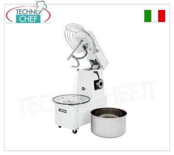 5 Kg SPIRAL MIXER, with lifting head and removable bowl, 5 Kg SPIRAL MIXER, with lifting head and removable bowl, complete with dough splitting rod, timer and wheels, V.230/1, Kw.0.37, Weight Kg.56, dim.mm.385x670x675h