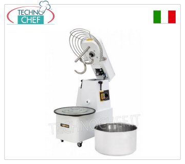 35 kg SPIRAL MIXER, with lifting head and removable bowl, 35 Kg SPIRAL MIXER, with lifting head and removable 41 liter bowl, complete with dough splitting rod, timer and wheels, V.400/3, Kw.1.1, Weight 114 Kg, dim.mm.480x805x825h