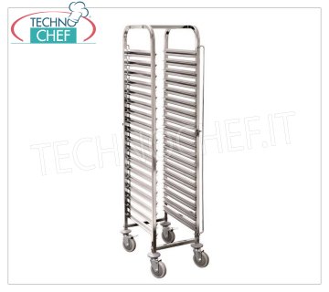 Stainless steel baking tray trolley for 18 60x40 cm baking trays, mod.TT186040Z Stainless steel tray holder trolley, capacity 18 pizza/pastry trays 600x400 mm, 7.5 cm guide pitch, dim. 460x640x1700h mm