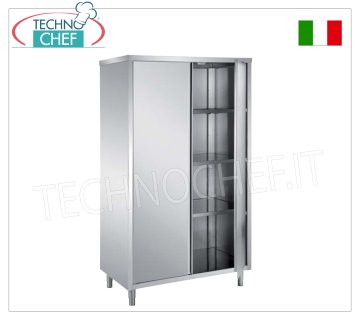 Armadio stoviglie INOX 304 con ante a battenti e 3 ripiani intermedi, Profondo 60 cm - Altezza 200 cm