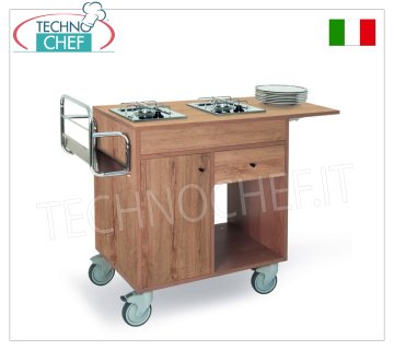 CARRELLO FLAMBE' con 2 fuochi separati, dim.mm 950x500x870h