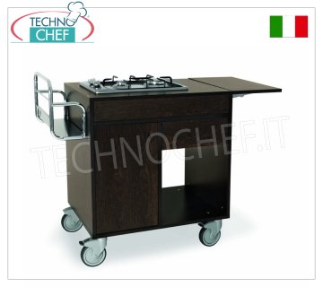 CARRELLO  FLAMBE' con 2 FUOCHI in LINEA, dim.mm.950x500x870h
