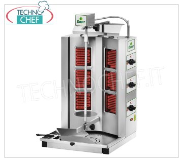 GYROS ELETTRICO con 6 RESISTENZE, asta di cottura alta 460 mm