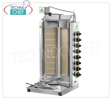 GYROS a GAS con 8+8 BRUCIATORI, asta di cottura alta 670 mm