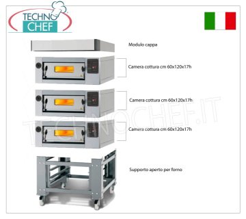 Forno pizza elettrico per 8 pizze da mm 300, camera da mm 600x1200