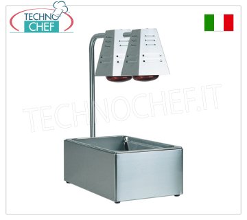 Potato Warmer/Condiments Tabletop potato/condiment warmer with GN 1/1 tank, complete with 2 infrared lamps of 250 W each, V.230/1, Kw.0.5, dim.mm.600x330x680h