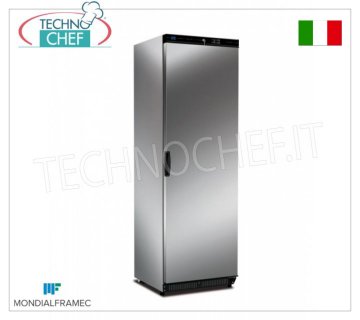 MONDIAL FRAMEC - 1 Door Refrigerated Cabinet, lt.380, Professional, Class D, Mod.KICPVX40MLT 1 door refrigerated cabinet, MONDIAL FRAMEC, external structure in AISI 430 stainless steel sheet, capacity 380 litres, temperature -2°/+10°C, ventilated with finned pack evaporator, Class D, V. 230/1, Kw. 0.16, weight 84.50 kg, dim.mm.600x620x1872h