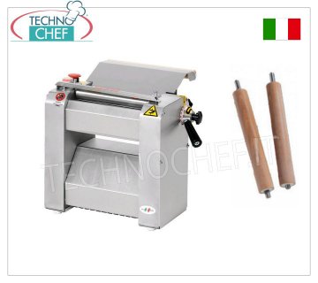 ROGA table sheeter with 25 cm long rollers, professional, Mod.SF250 Pasta sheeter with 250 mm LONG stainless steel rollers, V 400/3, kW 0.20, dim. mm 480x350x400h