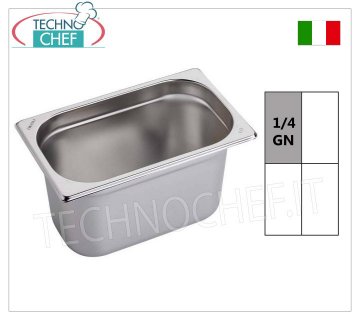 Gastronorm GN 1/4 pans in stainless steel Gastro-norm 1/4 tray, 18/10 stainless steel, dim.mm.265 x 162 x 20 h