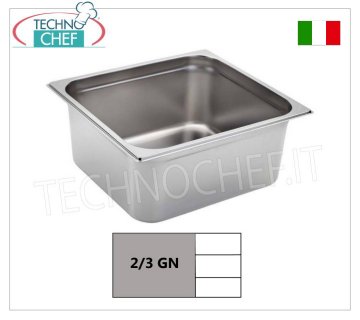 Gastronorm GN 2/3 pans in stainless steel Gastro-norm 2/3 tray, 18/10 stainless steel, dim. mm 353 x 325 x 20 h