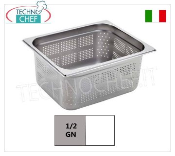 Perforated GN 1/2 stainless steel containers Gastro-norm 1/2 tray, perforated, 18/10 stainless steel, dim.mm.325 x 265 x 20 h