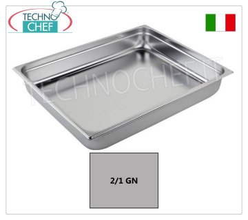 Gastronorm GN 2/1 pans in stainless steel Gastro-norm 2/1 tray, 18/10 stainless steel, dim. mm 650 x 530 x 20 h