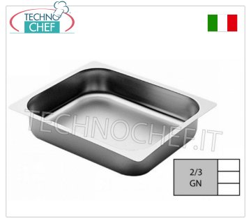 GN 2/3 stainless steel trays Gastro-norm 2/3 stainless steel baking tray with 20 mm high edge, dim. mm 353x325x20h