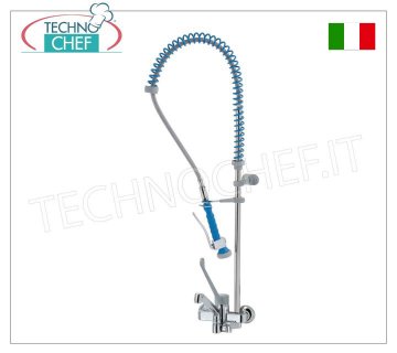 Wall-mounted double-hole mixer tap with spout and diverter for suspended shower TWO-HOLE WALL-mounted single-lever mixer tap with clinical lever, spout and suspended shower