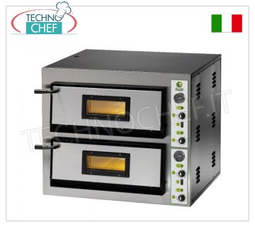 FIMAR - Electric pizza oven for 6+6 pizzas, 2 independent chambers measuring 61x91 cm, mechanical controls, mod. FME6+6 ELECTRIC PIZZA OVEN for 6+6 Pizzas with 2 independent CHAMBERS measuring 610x915x140h mm, refractory hob, 4 ADJUSTABLE THERMOSTATS for SOLE and TOP, temperature from +50° to +500 °C, Kw.14.4, Weight 150 Kg, external dimensions mm.900x1020x750h