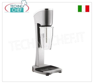 TECHNOCHEF - Professional Milkshake Whisk with Polycarbonate Glass, Mod.MP98T PROFESSIONAL MIXER for the preparation of milkshakes, milk shakes and cocktails, structure in LIGHT ALLOY and STEEL, container in TRANSPARENT POLYCARBONATE of 0.9 litres, V.230/1, Kw 0.3, Weight 3.4 Kg, dim. mm.210x180x485h