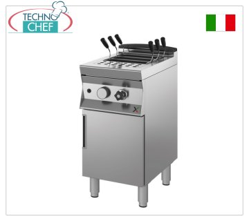 TECHNOCHEF - GAS PASTA COOKER on MOBILE, 900 line, 1 40 liter bowl GAS pasta cooker, BIM STAINLESS STEEL, 900 line, 1 40 lt well, thermal power 12.2 Kw, weight 60 Kg, dim.mm.400x900x900h