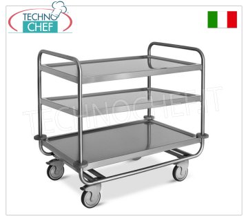 Carrelli di servizio per trasporto PESANTE, 3 Ripiani Stampati SALDATI, Portata max 200 Kg