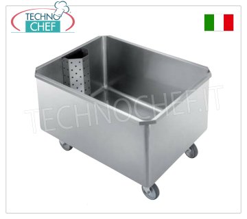 Wheeled tub with removable grate and drain tap, dimensions mm. 800x600x750h Wheeled soaking tub with removable grid, on wheels, with drain tap, dimensions 800x600x750h mm