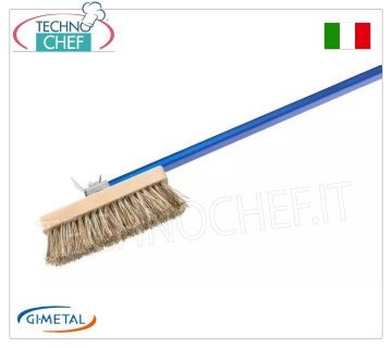Gi.Metal - Orientable Brush with Natural Bristles - mod.AC-SPN2 Professional oven brush with adjustable head, natural bristles and stainless steel rear scraper, aluminum handle length 1500 mm.