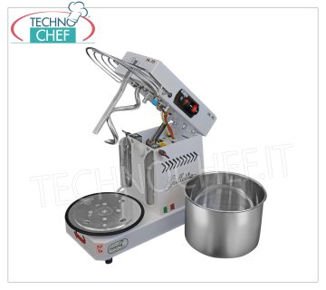 FAMAG - Grilletta, HIGH HYDRATION Spiral Mixer of 5 Kg, Liftable Head, 10 SPEED, mod.IM5S/230-10VEL HH HIGH HYDRATION spiral mixer of 5 Kg GRILLETTA, Professional with lifting head and removable 8 liter bowl, 10 SPEED, V 230/1, kW 0.35, Weight 30 Kg, dim. mm 475x260x390h