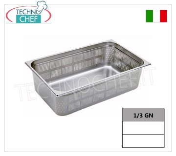 Perforated Gastronorm 1/3 stainless steel containers Gastro-norm 1/3 tray, perforated, 18/10 stainless steel, capacity 2.5 litres, dim.mm.325 x 175 x 65 h