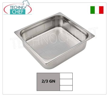 Perforated GN 2/3 stainless steel containers Gastro-norm 2/3 tray, perforated, 18/10 stainless steel, dim.mm.353 x 325 x 20 h