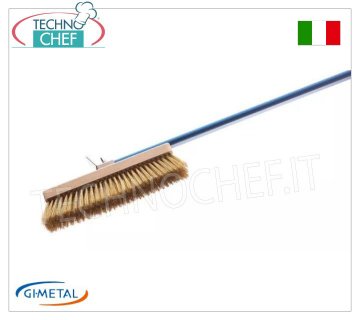 Gi.Metal - Large Orientable Brush with Brass Bristles - mod.AC-SP2 Professional oven brush with large adjustable head, brass bristles and stainless steel rear scraper, aluminum handle length 1500 mm.
