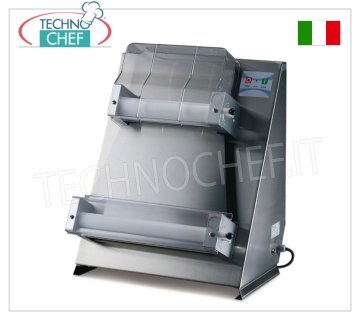 Pizza stretcher with 2 pairs of parallel rollers of 400 mm, mod.DL40P Stainless steel pizza drying rack with 2 PAIRS of 400 mm LONG PARALLEL ROLLERS, for 100/700 gram loaves, V 230/1, kW 0.37, dim. mm 520x450x750h