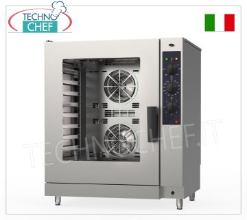 FORNO CONVEZIONE VAPORE a GAS per GASTRONOMIA, 10 TEGLIE GN 1/1, COMANDI ELETTROMECCANICI