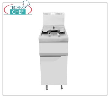 Technochef - GAS FRYER on MOBILE, 1 TANK of 21 litres, Kw.17 Gas fryer on cabinet, 1 well of 21 litres, thermal power 17 Kw, dim.mm.400x900x1140h