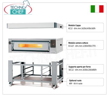 Forno pizza elettrico per 12 pizze da mm 300, camera da mm 1230x930