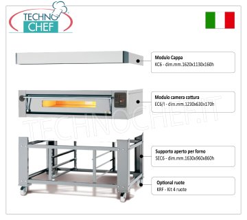 Forno pizza elettrico per 8 Pizze da mm 300, camera da mm 1230x630