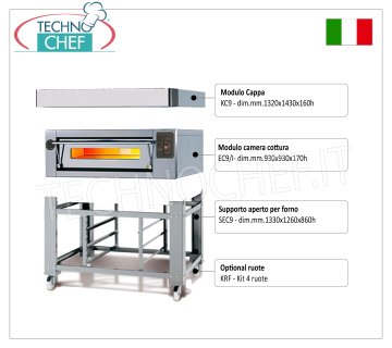 Forno pizza elettrico per 9 Pizze da mm 300, camera da mm 930x930