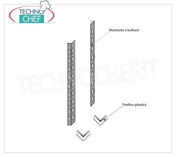 TECHNOCHEF - Fiancata-Spalla per Scaffali a Bullone Inox 304, Mod.96200x2+96900x2