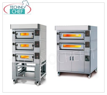 Modular electric pizza ovens with refractory cooking surface and foil chamber 