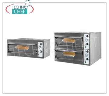 Monoblock electric pizza ovens, BASIC line with refractory cooking surface and foil chamber 