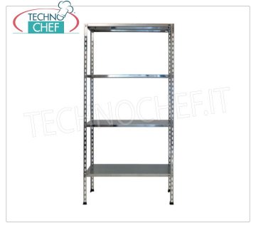 Stainless steel modular shelf unit, Smooth Shelves, Bolt Assembly - H 200 