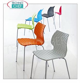 Seats CHAIR with POLYPROPYLENE BODY in the colors of your choice to indicate (see table), 4-legged frame in PAINTED STEEL tubing in the 15 colors of your choice (see table), UNI collection by METALMOBIL, dim.mm.470x530x790h