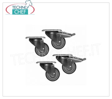 4 Wheels Kit (2 with brake) 4 wheels kit, 2 of which with brake, for 2 and 3 door models.