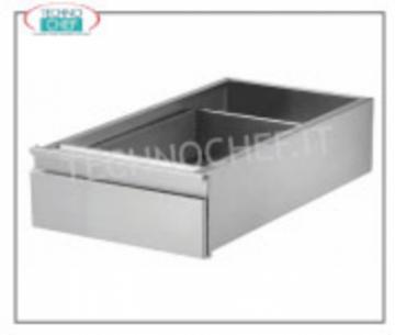 Gastro-Norm tray 1/1 on telescopic rails with baffle case, for deep tables 700 mm, dimensions mm 400x640x186h Gastro-Norm tray 1/1 on telescopic guides with baffle case, for deep tables 700 mm, dimensions mm. 400x640x186h