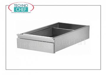Gastro-Norm 2/1 drawer on telescopic guide rails with deep box depths 600 mm, dimensions mm. 725x540x186h 
