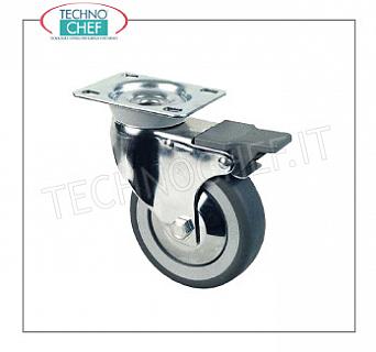 Swivel wheel with brake for stainless steel cupboard tables Swivel wheel with brake and plate, suitable for cupboard tables