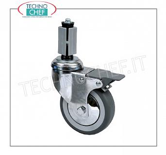 Swivel wheel with brake for stainless steel tables on legs Swivel wheel with brake, suitable for 40x40 mm tubular frame