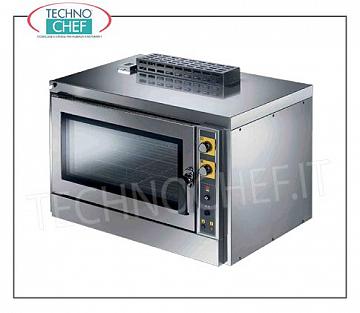 Forno convezione Gas per 4 Teglie Pasticceria-Pane (mm600x400), comandi meccanici con Umidificatore,  gim. mm 960x760x740h